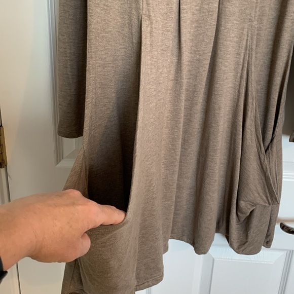 Kenzie cotton jersey long sleeve dress site pockets women’s size medium beige. - Picture 5 of 11